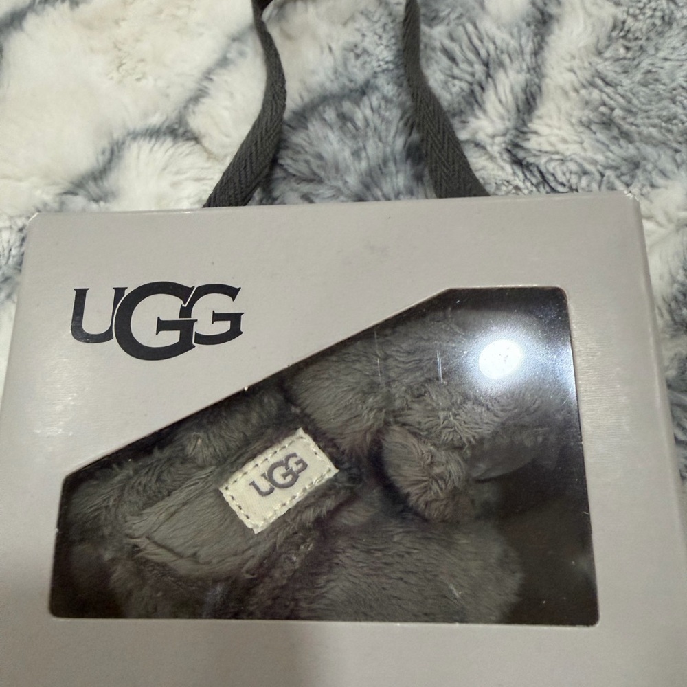 UGG Soft Gray Plush Slippers